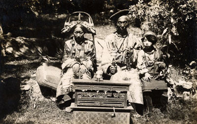 Headman of Kharta, with his wife and son