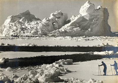 Telephoto. Berg in pack. Debenham and Taylor on the ice
