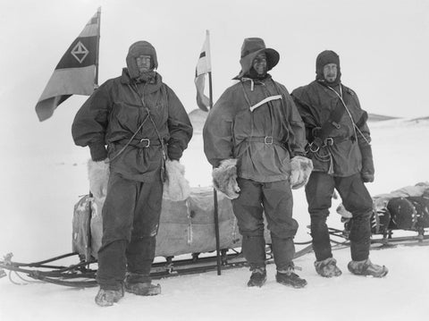 Shackleton, Wilson and Captain Scott ready for the Southern journey