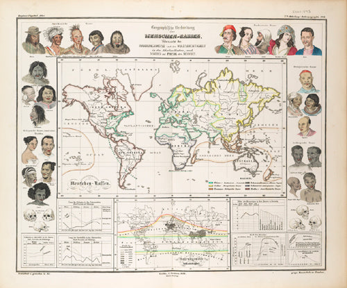 World map showing the geographical distribution of human races – RGS ...