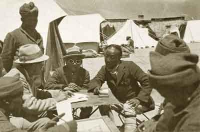 General Bruce, Paul, Gyalzen, and others at Kampa Dzong