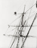 Frank Hurley filming from the mast of the Endurance