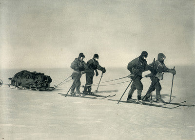 On the Polar Plateau - (left to right) Evans, Oates, Wilson and Scott
