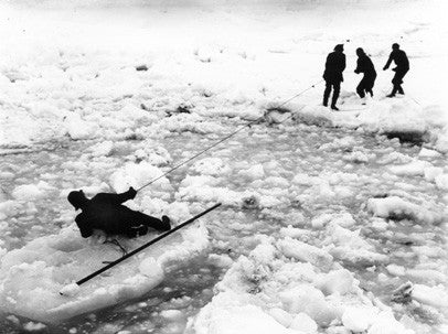 On an ice-floe trying to cut the Endurance free