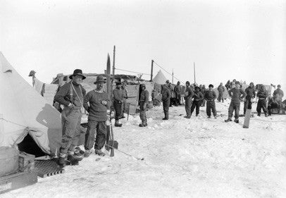 Ernest Shackleton and Frank Wild in the foreground at Ocean Camp