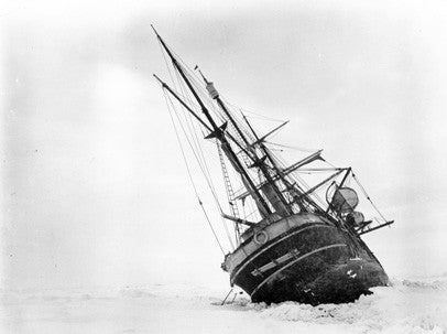 The stern of the Endurance keeling over