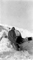 Frank Hurley in front of the hut on Elephant Island