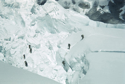 Team members in the icefall