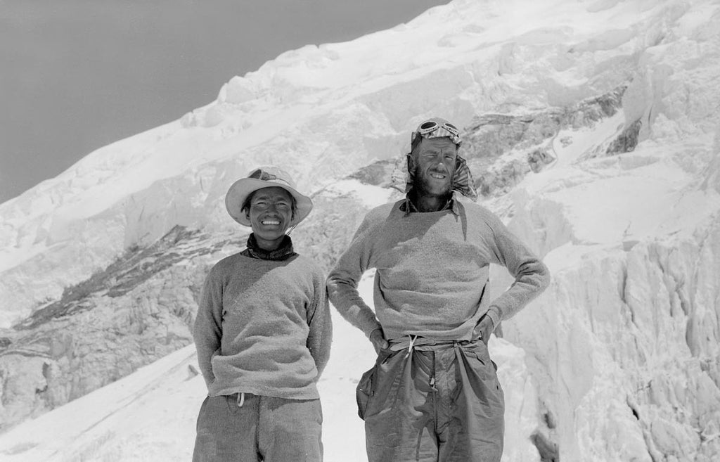 Edmund Hillary and Tenzing Norgay at Camp IV the day after their ascent