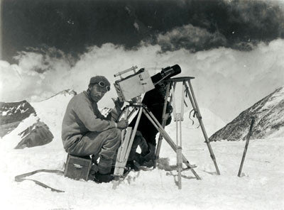 J.B. Noel kinematographing the ascent of Mt. Everest from Chang La