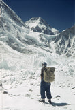 Edmund Hillary with ice pinnacles in the Khumbu Glacier