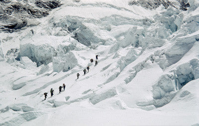 Team members in the icefall