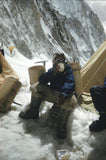 Tenzing drinking tea at Camp IV after successfully ascending Everest