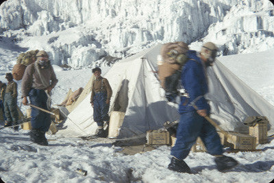 Bourdillon and Evans leave Camp IV for the first attempt at the summit