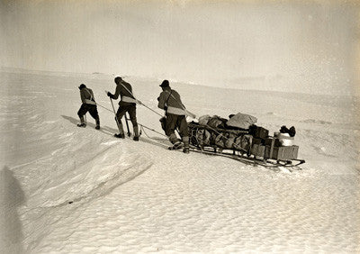 Day, Nelson and Lashly among crevasses on Barne Glacier