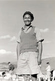 Tenzing Norgay wearing a beret and tank top