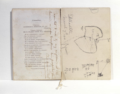 Ernest Shackleton's hand-drawn map (on menu card)