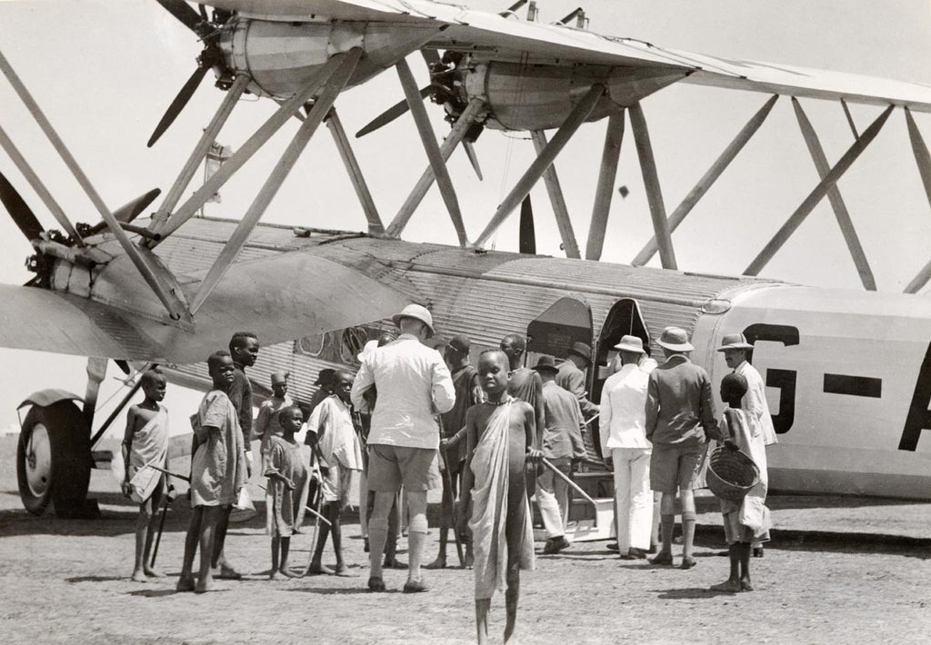 Passengers embarking on an Imperial Airways liner at Malakal