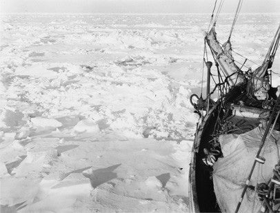 The bow of the Endurance frozen in the ice