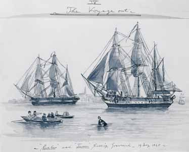 Erebus and Terror passing Gravesend, 19 May 1845