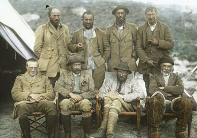Members of the 1921 expedition at 17,300 foot camp