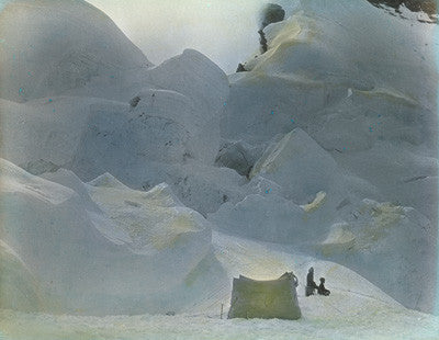 Tent amongst ice-pinnacles